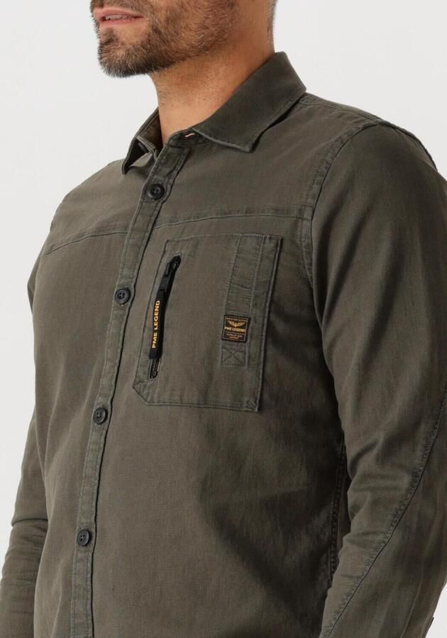 PME LEGEND Heren Overhemden Long Sleeve Shirt Mattweave Groen