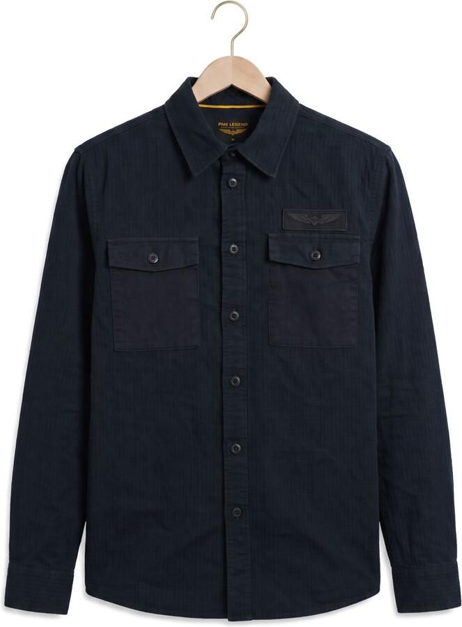 PME LEGEND Heren Overhemden Long Sleeve Shirt Quilt Poplin Donkerblauw - Foto 2