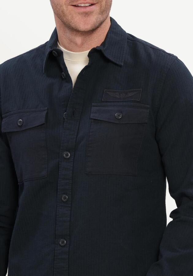 PME LEGEND Heren Overhemden Long Sleeve Shirt Quilt Poplin Donkerblauw - Foto 4