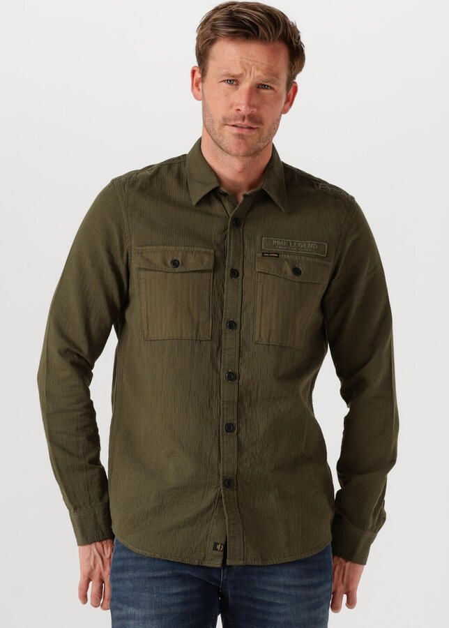 PME LEGEND Heren Overhemden Quilt Poplin Casual 2 Khaki - Foto 4