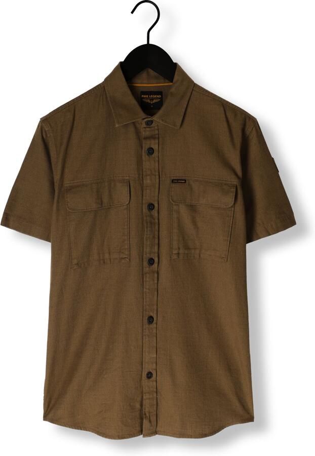 PME LEGEND Heren Overhemden Short Sleeve Shirt Slub Cotton Donkergroen - Foto 2