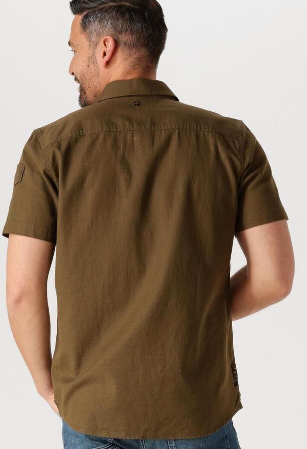 PME LEGEND Heren Overhemden Short Sleeve Shirt Slub Cotton Donkergroen - Foto 3