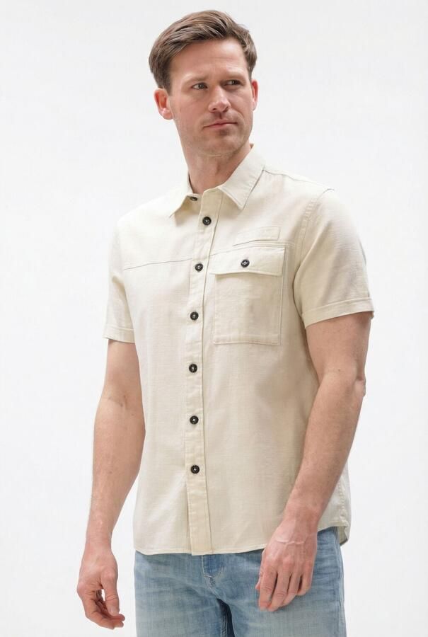 PME LEGEND Heren Overhemden Wrenchmen S s Cotton Slub Cargo Ecru