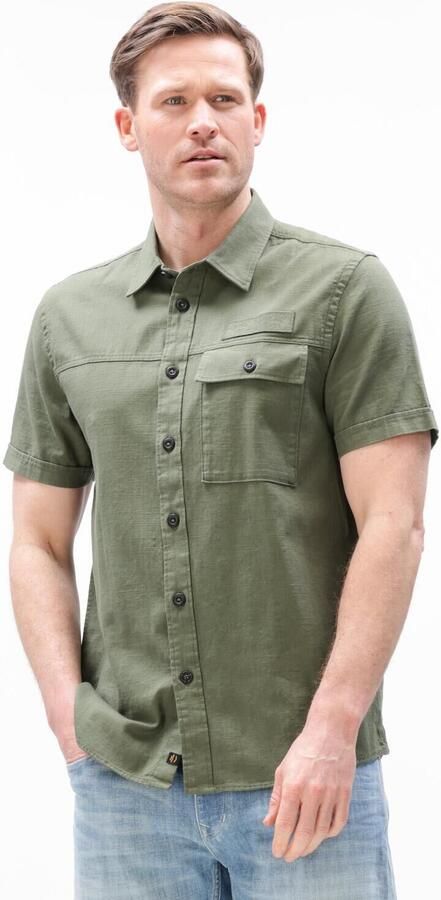 PME LEGEND Heren Overhemden Wrenchmen S s Cotton Slub Cargo Olijf