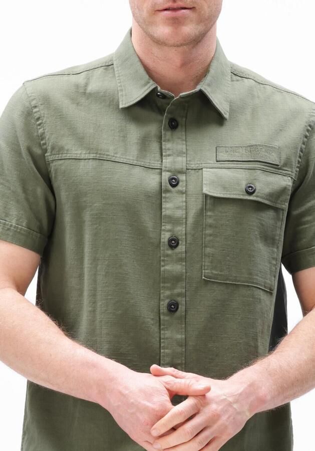 PME LEGEND Heren Overhemden Wrenchmen S s Cotton Slub Cargo Olijf - Foto 3