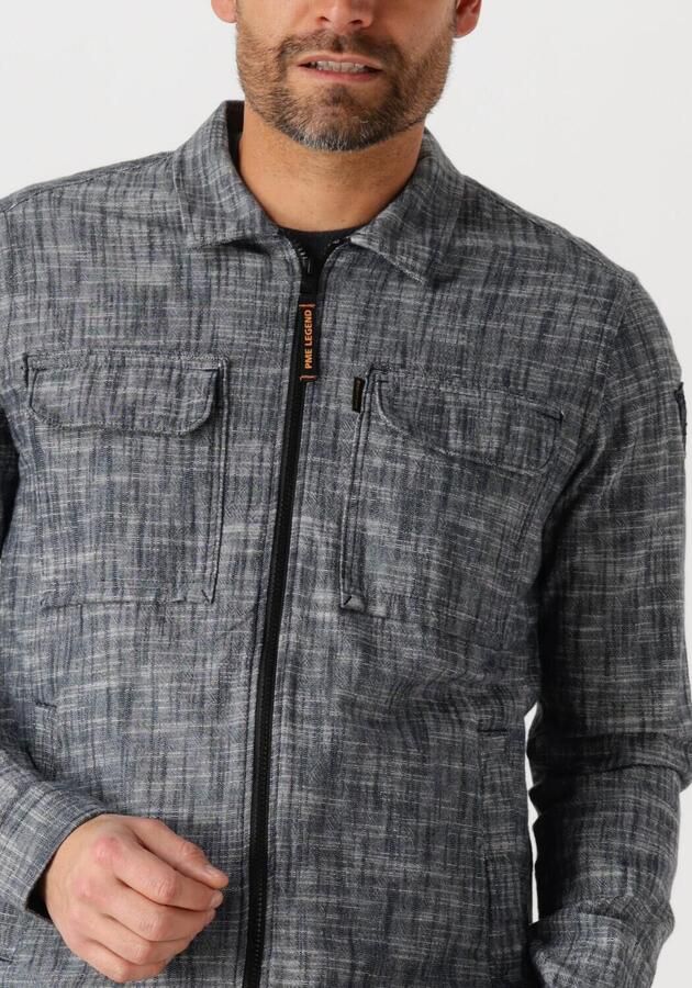 PME LEGEND Heren Overshirts Long Sleeve Shirt 2 Tone Slub Blauw