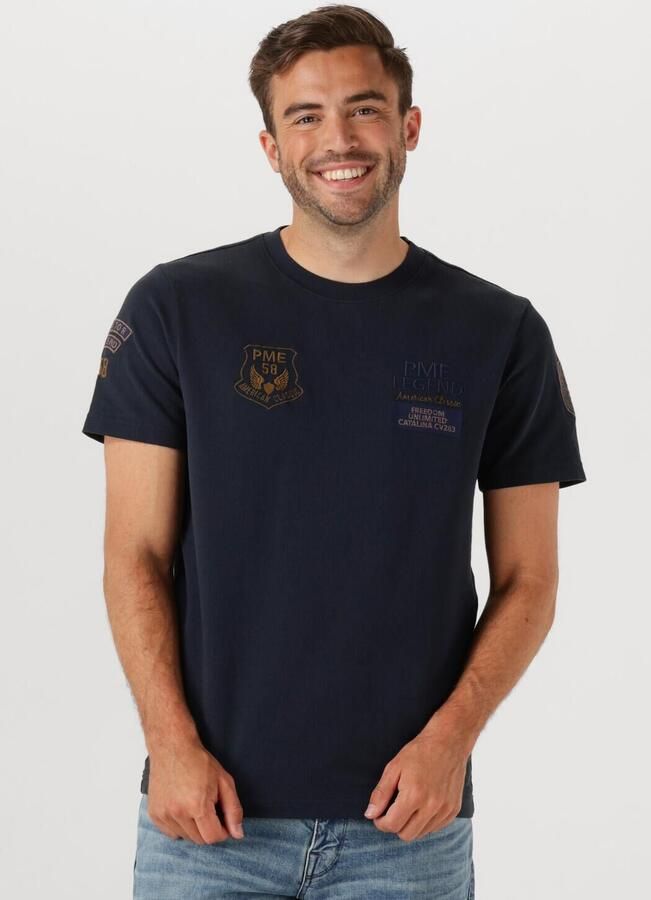 PME LEGEND Heren Polo's & T-shirts Flat Waffel Jersey Donkerblauw - Foto 4