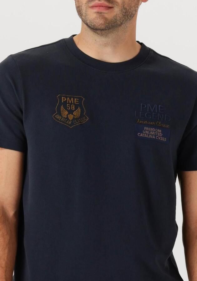 PME LEGEND Heren Polo's & T-shirts Flat Waffel Jersey Donkerblauw - Foto 3