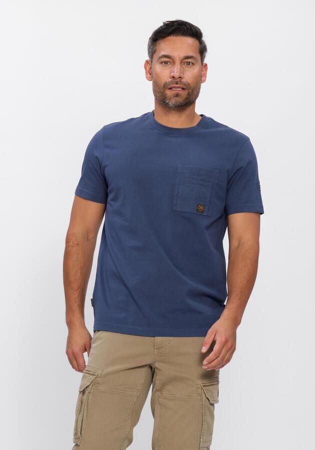 PME LEGEND Heren Polo's & T-shirts Play Heavy Jersey Pocket Blauw