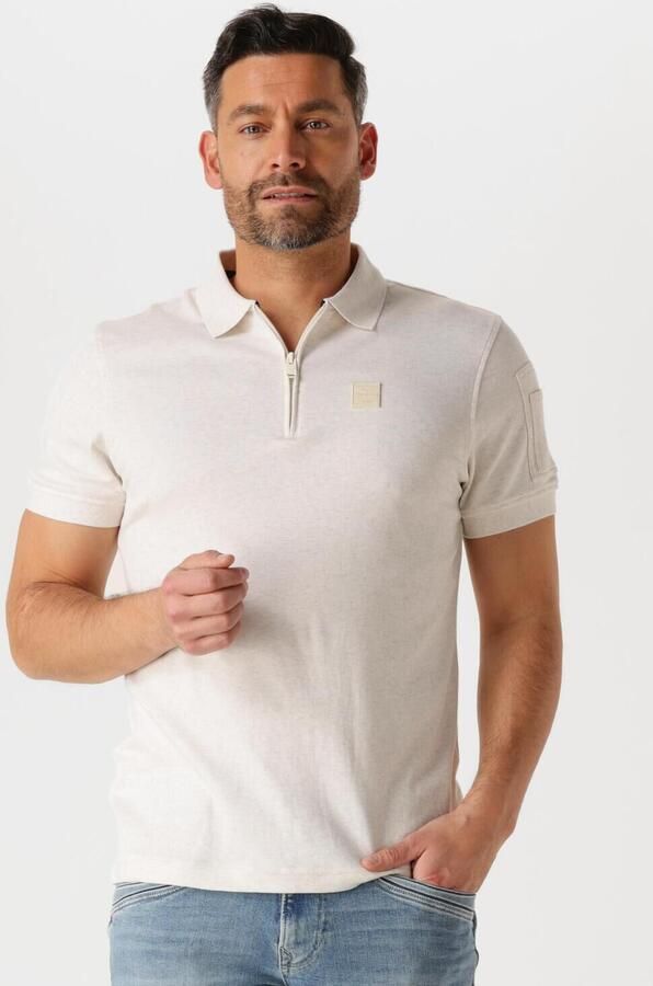 PME LEGEND Heren Polo's & T-shirts Short Sleeve Polo Interlock Melange Zip Beige - Foto 4