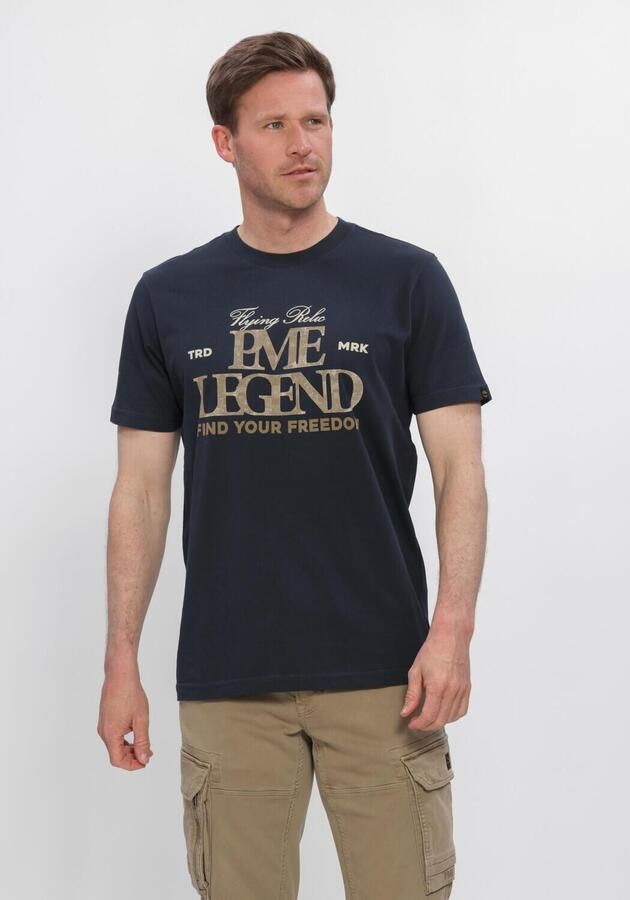 PME LEGEND Heren Polo's & T-shirts Short Sleeve R-neck Big Art Package Donkerblauw