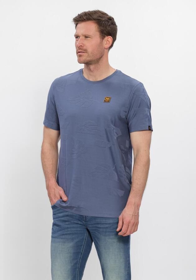 PME LEGEND Heren Polo's & T-shirts Short Sleeve R-neck Jacquard Jersey Blauw