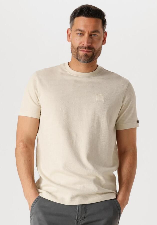 PME LEGEND Heren Polo's & T-shirts Short Sleeve R-neck Jacquard Stripes Beige - Foto 4