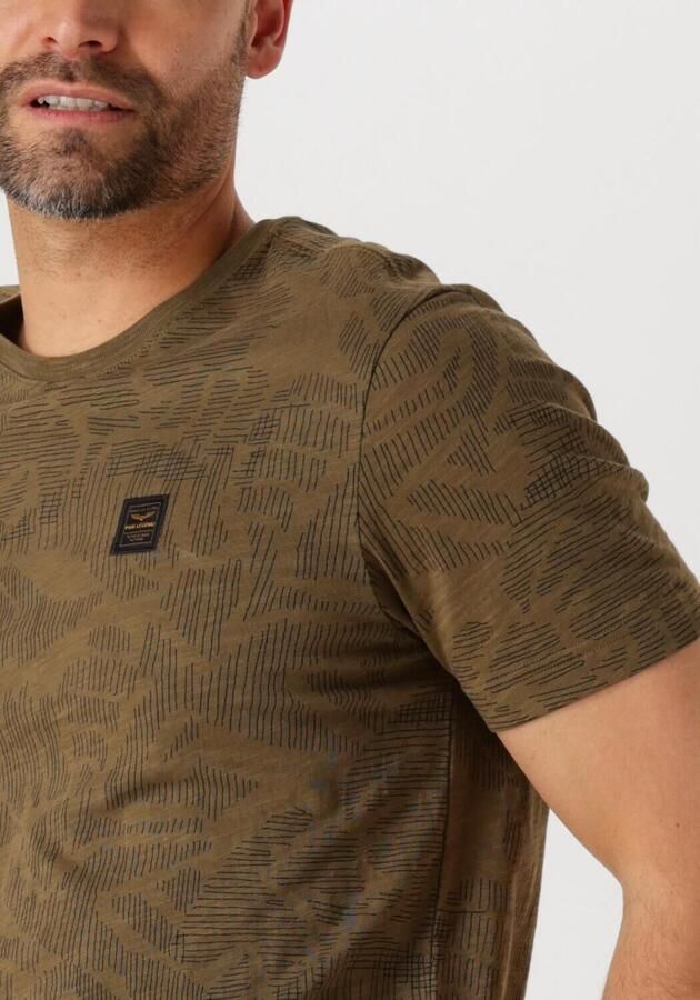 PME LEGEND Heren Polo's & T-shirts Short Sleeve R-neck Slub Jersey Aop Groen