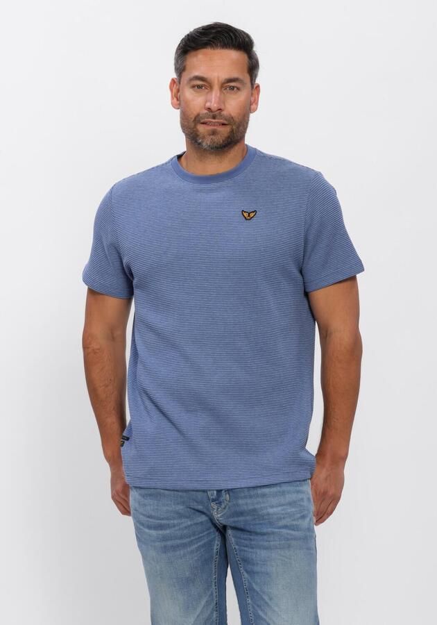 PME LEGEND Heren Polo's & T-shirts Two Tone Textured Stripe Blauw