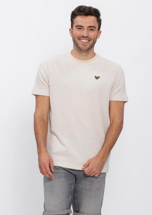 PME LEGEND Heren Polo's & T-shirts Two Tone Textured Stripe Ecru