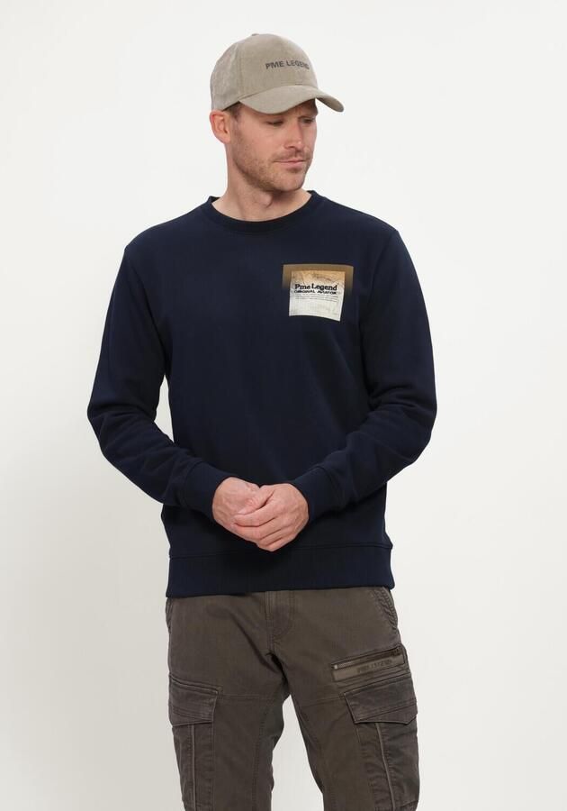PME LEGEND Heren Truien & Vesten Crewneck 3t Cross Fleece Donkerblauw