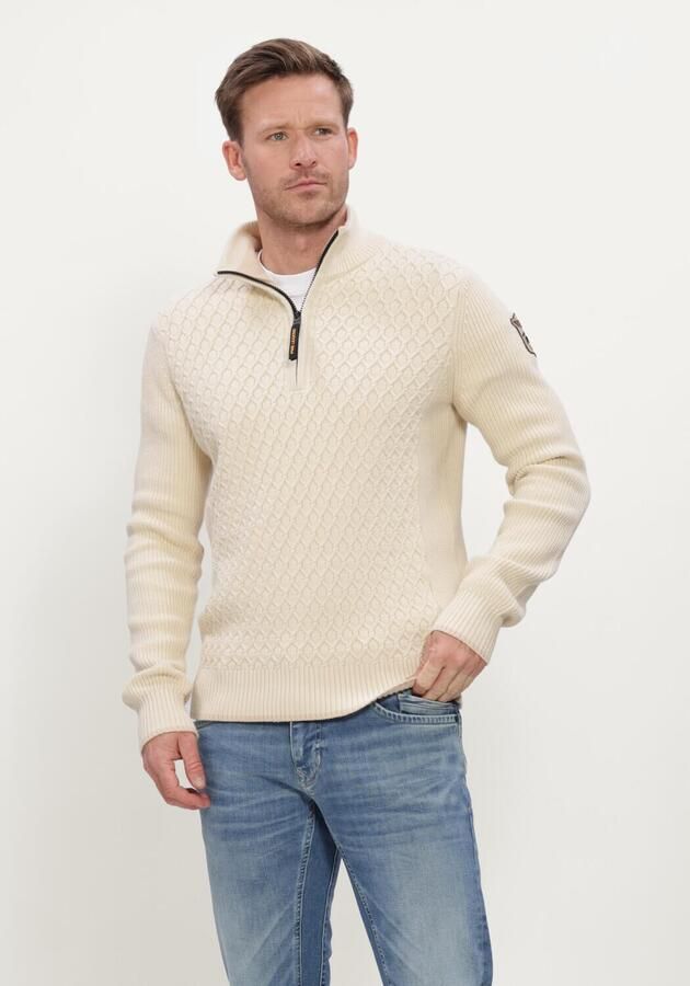 PME LEGEND Heren Truien & Vesten Half Zip Collar Cotton Ecru