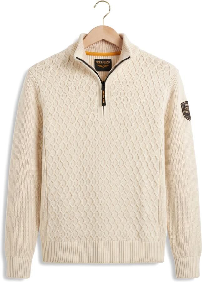 PME LEGEND Heren Truien & Vesten Half Zip Collar Cotton Ecru - Foto 2