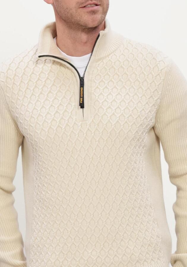 PME LEGEND Heren Truien & Vesten Half Zip Collar Cotton Ecru - Foto 4