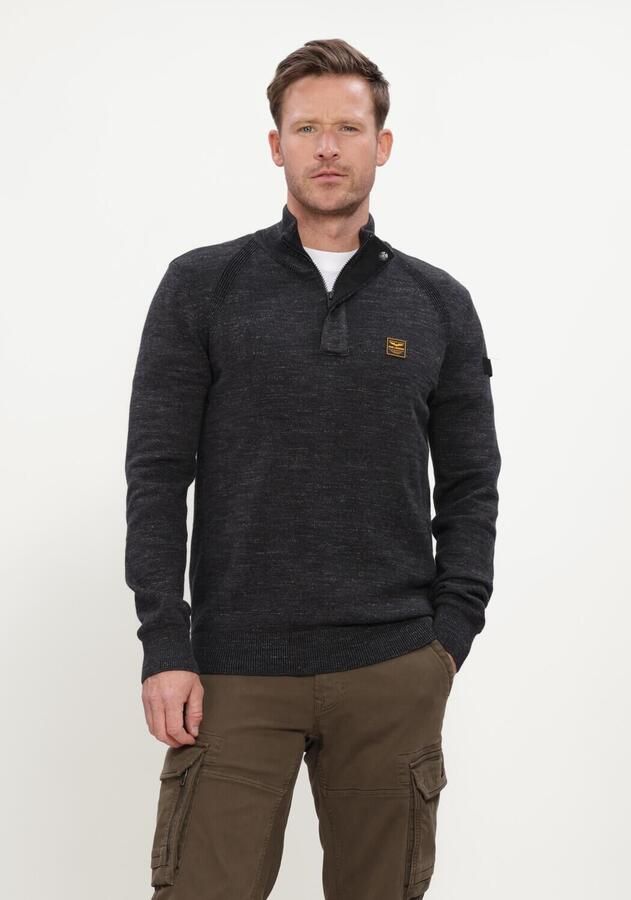 PME LEGEND Heren Truien & Vesten Half Zip Collar Cotton Rib Donkergrijs