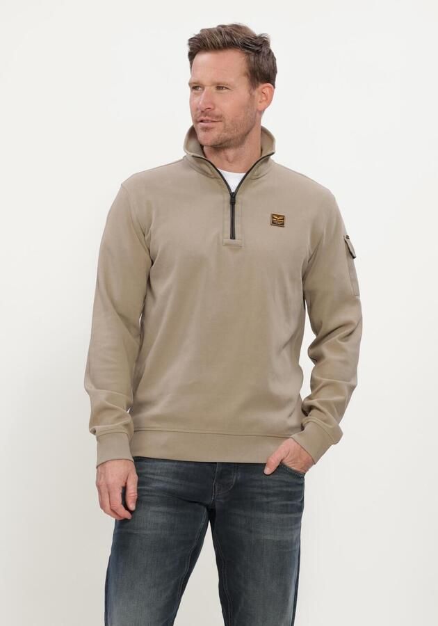 PME LEGEND Heren Truien & Vesten Half Zip Collar Interlock Jersey Beige