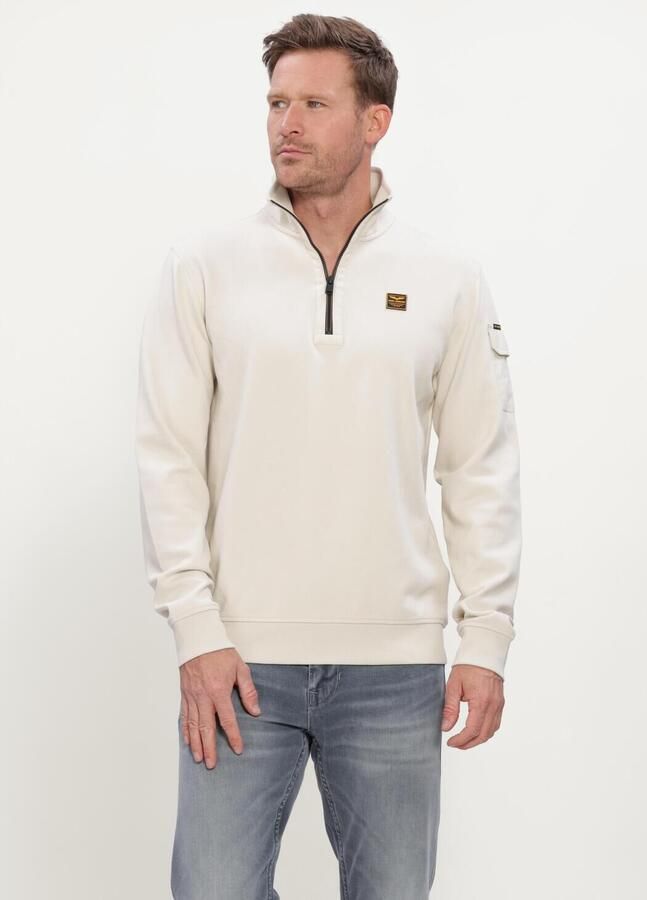 PME LEGEND Heren Truien & Vesten Half Zip Collar Interlock Jersey Ecru