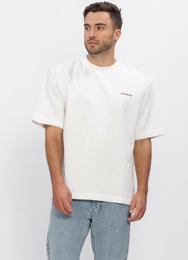 POCKIES Heren Polo's & T-shirts Alarmclock Tee Gebroken Wit