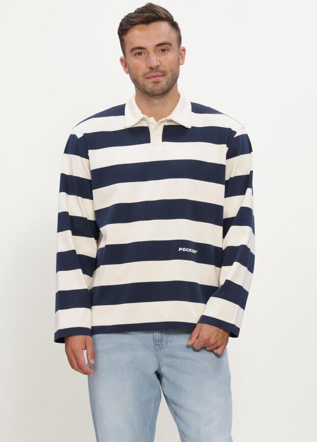POCKIES Heren Polo's & T-shirts Striped Ls Polo Donkerblauw