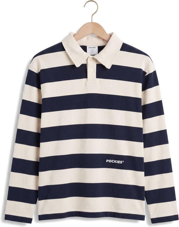 POCKIES Heren Polo's & T-shirts Striped Ls Polo Donkerblauw - Foto 2