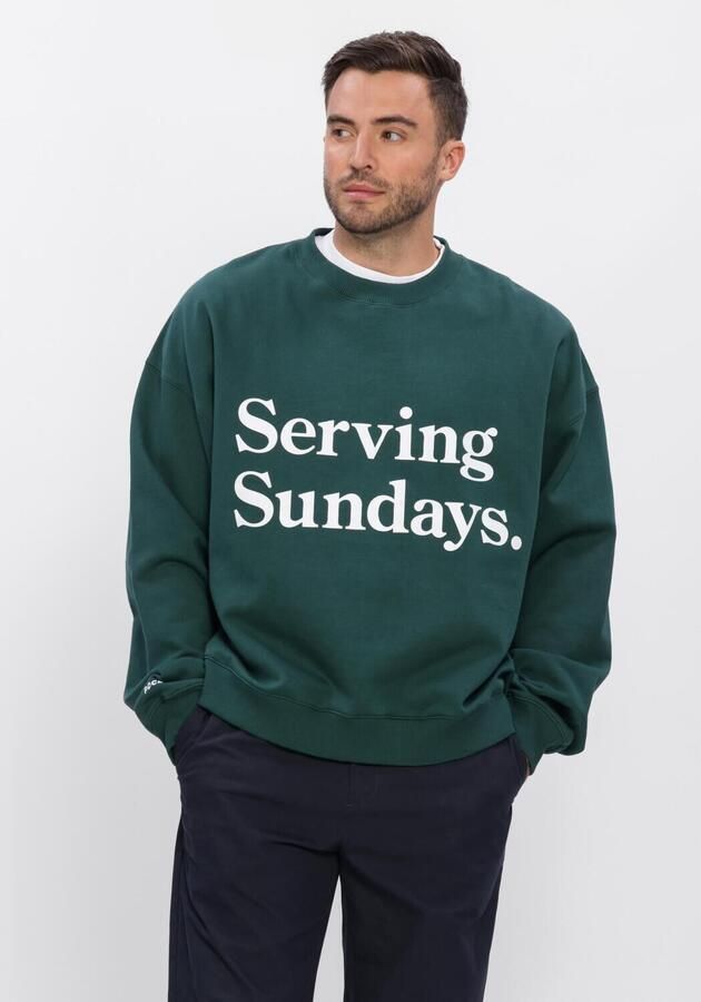 POCKIES Heren Truien & Vesten Oversized Sundays Crew Donkergroen