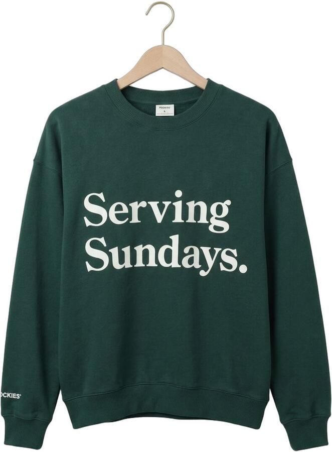 POCKIES Heren Truien & Vesten Oversized Sundays Crew Donkergroen - Foto 2