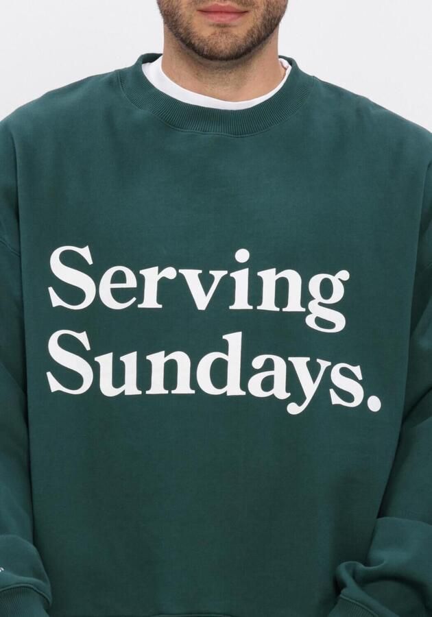 POCKIES Heren Truien & Vesten Oversized Sundays Crew Donkergroen - Foto 4