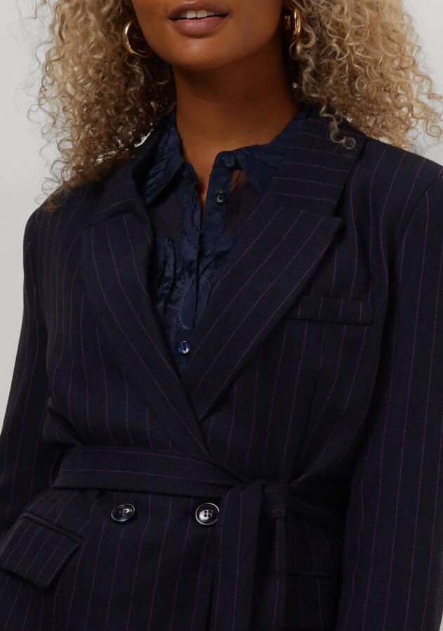 POM Amsterdam getailleerde blazer met krijtstreep donkerblauw roze