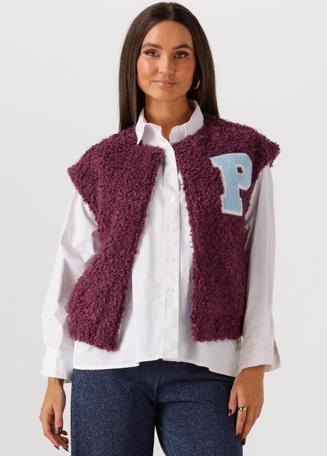 POM AMSTERDAM Dames Blazers Gilet Teddy Baseball Plum Bordeaux - Foto 4