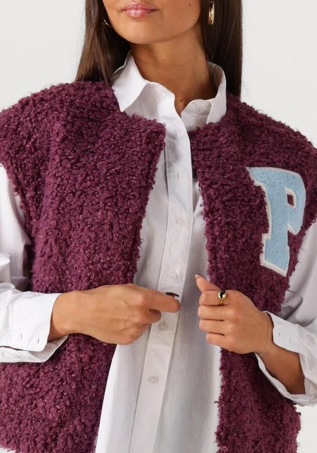 POM AMSTERDAM Dames Blazers Gilet Teddy Baseball Plum Bordeaux - Foto 2