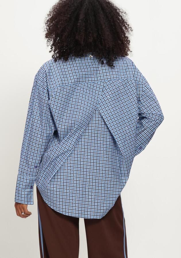 POM AMSTERDAM Dames Blouses Beau Check Sapphire Blue Blauw - Foto 3