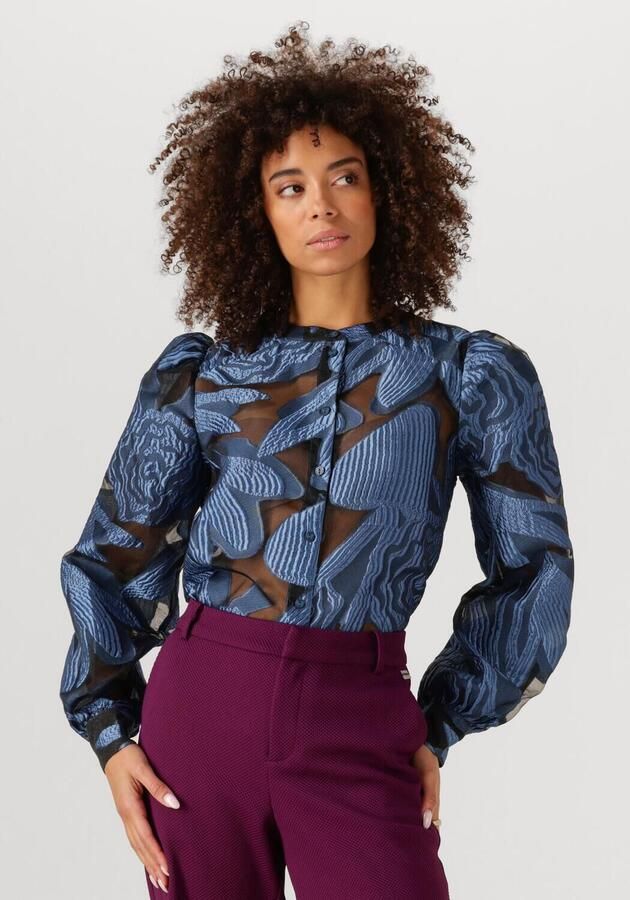 POM AMSTERDAM Dames Blouses Blouse Dashing Nights Organza Blauw - Foto 4