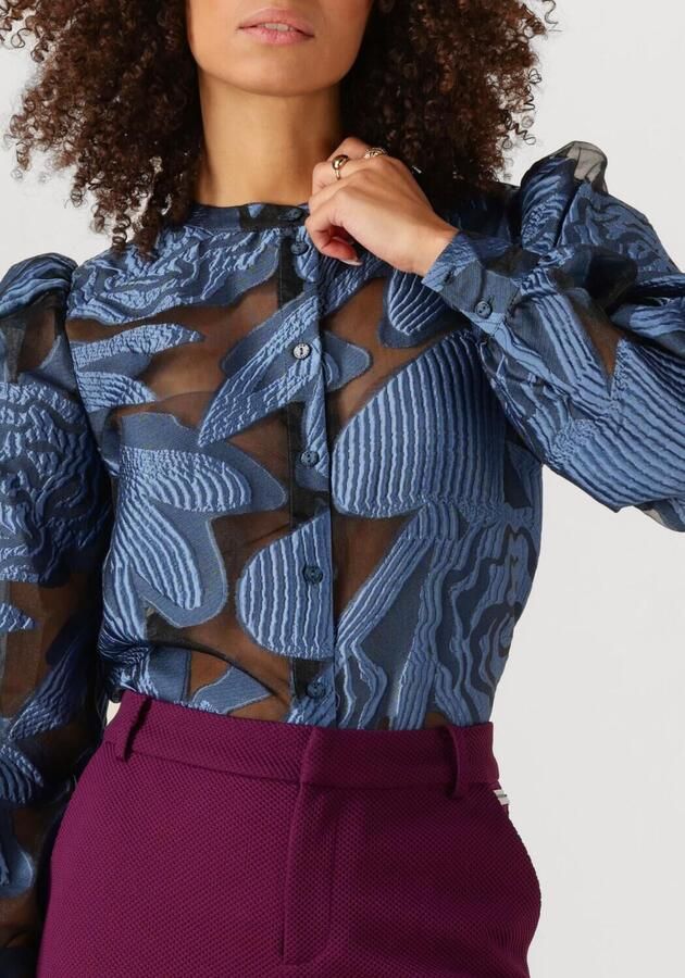 POM AMSTERDAM Dames Blouses Blouse Dashing Nights Organza Blauw - Foto 2