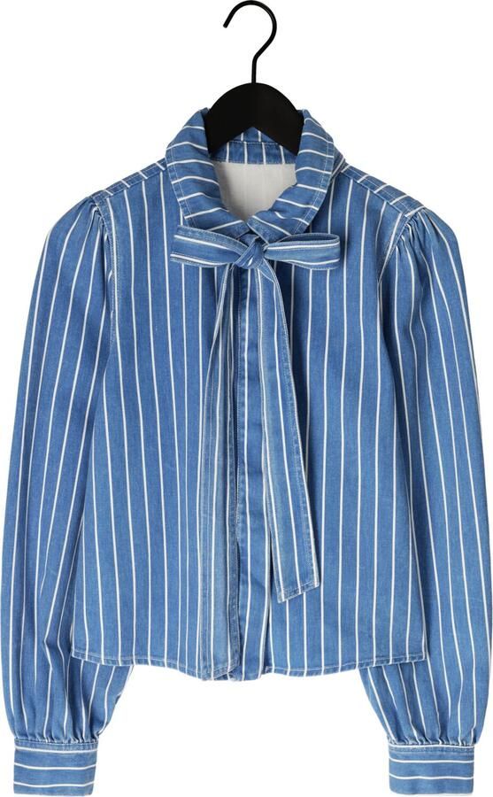 POM AMSTERDAM Dames Blouses Blouse Denim Stripes Blue Blauw - Foto 3