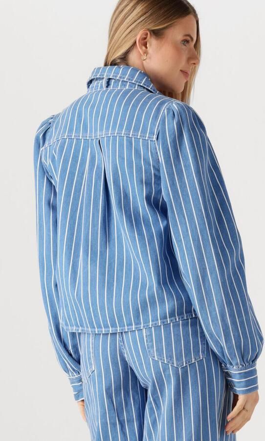 POM AMSTERDAM Dames Blouses Blouse Denim Stripes Blue Blauw - Foto 4