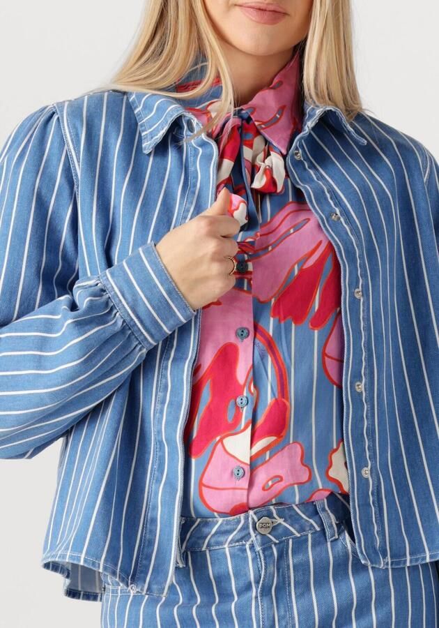 POM AMSTERDAM Dames Blouses Blouse Denim Stripes Blue Blauw - Foto 2