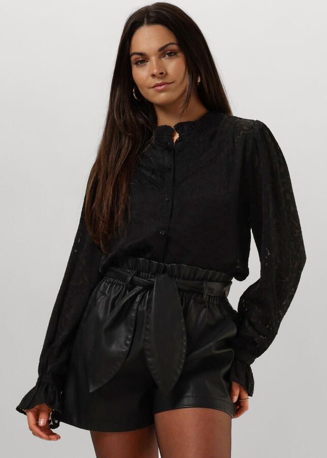 POM Amsterdam semi-transparante blouse met hartjes en ruches zwart - Foto 4