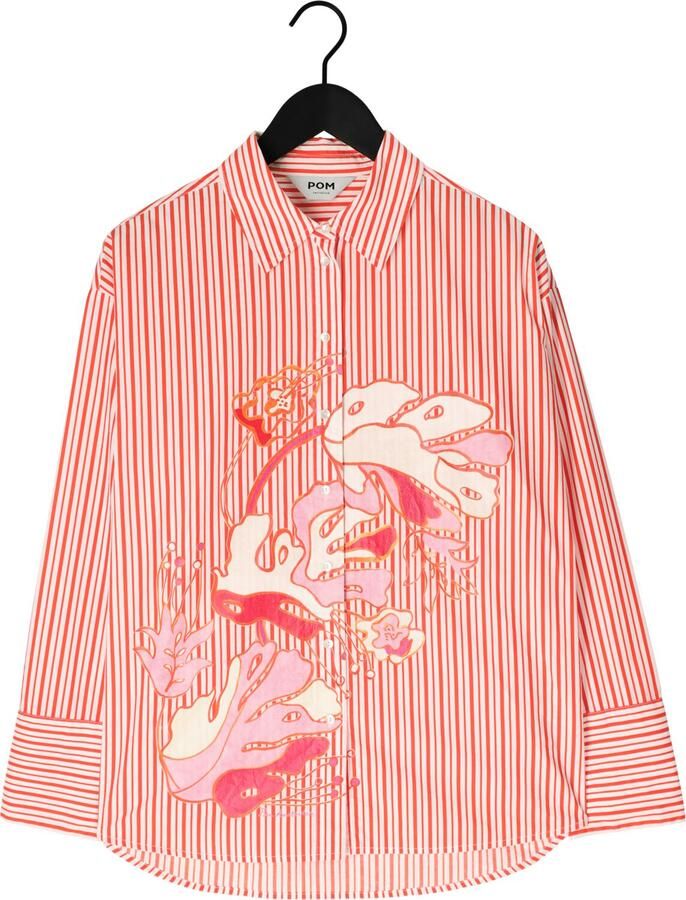 POM AMSTERDAM Dames Blouses Blouse Poplin Striped Orange Multi - Foto 2