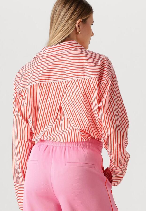 POM AMSTERDAM Dames Blouses Blouse Poplin Striped Orange Multi - Foto 4