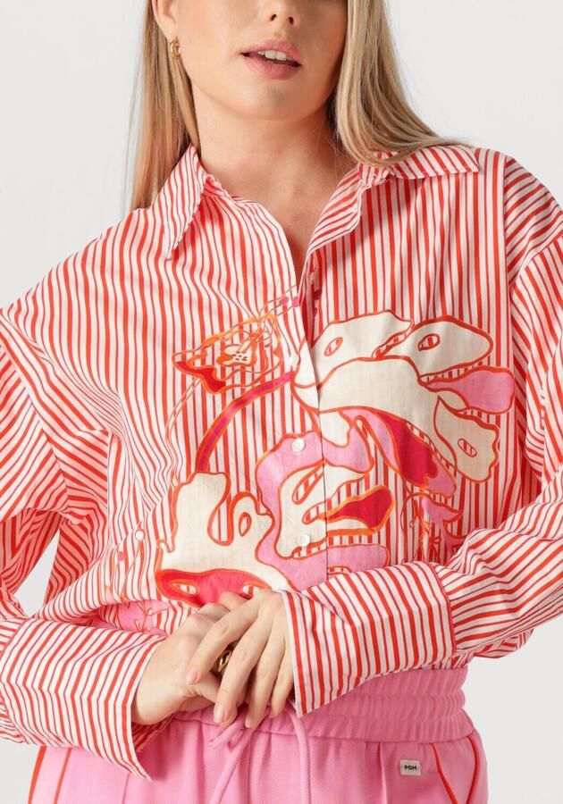 POM AMSTERDAM Dames Blouses Blouse Poplin Striped Orange Multi - Foto 3