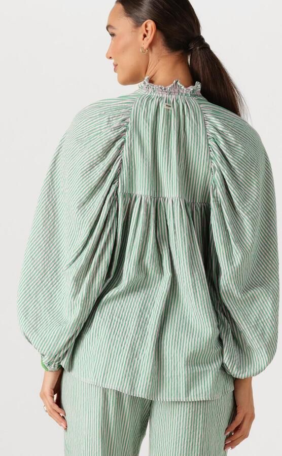POM AMSTERDAM Dames Blouses Blouse Seersucker Green Pink Multi - Foto 4