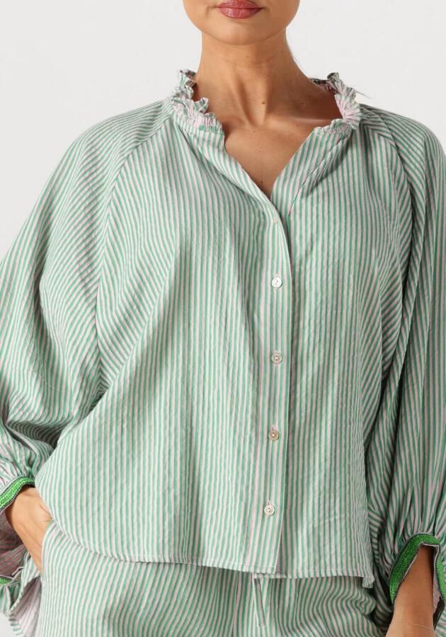 POM AMSTERDAM Dames Blouses Blouse Seersucker Green Pink Multi - Foto 2