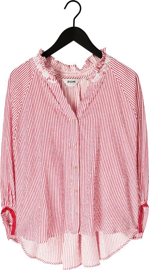 POM AMSTERDAM Dames Blouses Blouse Seersucker Red White Rood - Foto 4
