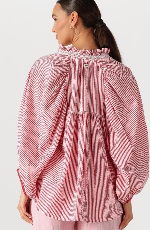 POM AMSTERDAM Dames Blouses Blouse Seersucker Red White Rood - Foto 3